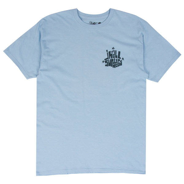 Josh Hall blue surf t-shirt designed by Andy Davis