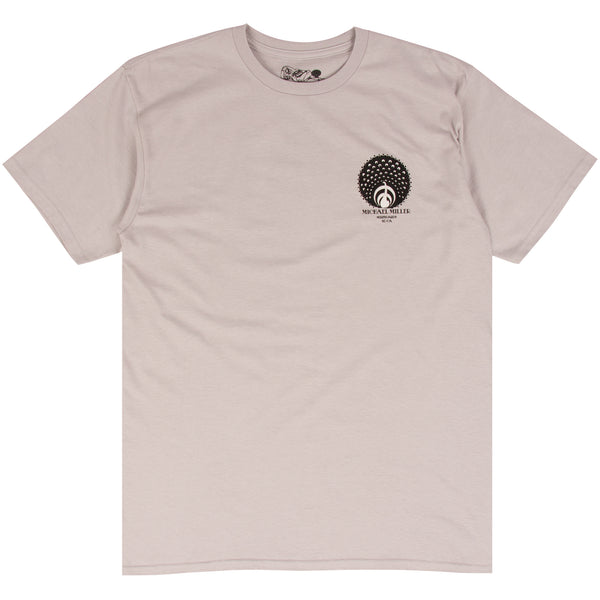 Michael Miller silver surf t-shirt designed by Tyler Warren