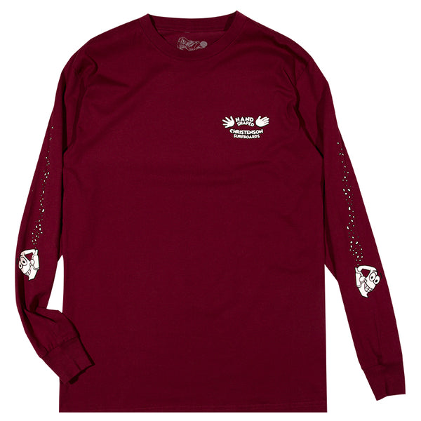 Chris Christenson Kapus Hand Shaped Maroon Longsleeve T-Shirt Detail