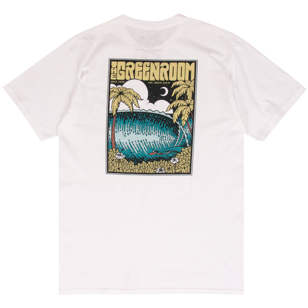 Rich Pavel white Greenroom surf t-shirt designed by Tyler Warren