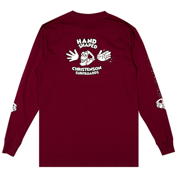 Chris Christenson Kapus Hand Shaped Maroon Longsleeve T-Shirt Back