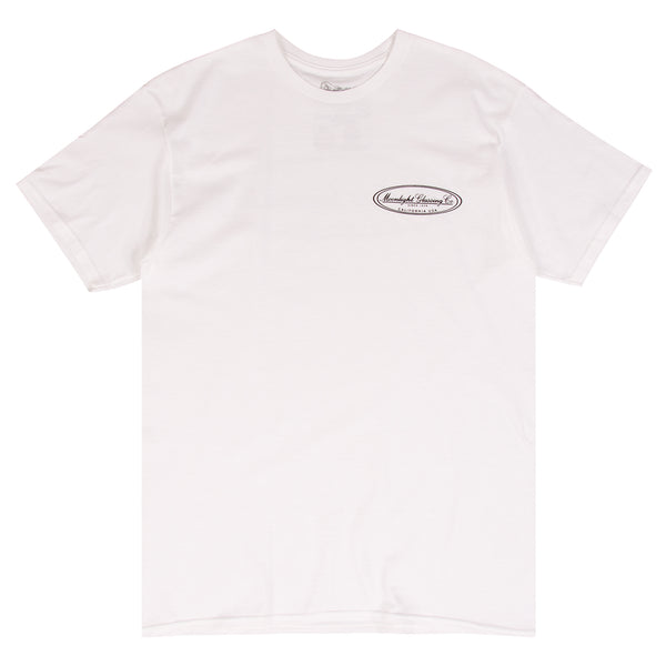 Moonlight Glassing Co. white surf t-shirt design