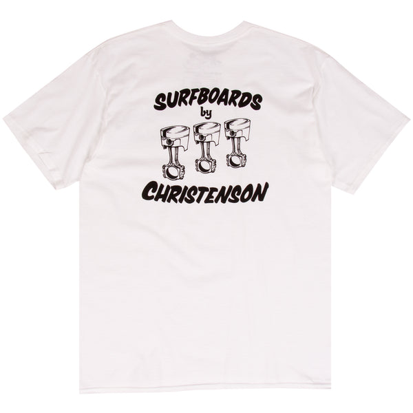 Chris Christenson white surf t-shirt designe
